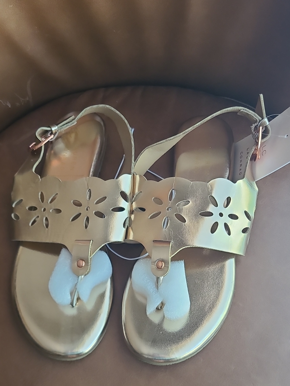 LC Lauren Conrad Rose Gold Floral Cutout Slingback Sandals